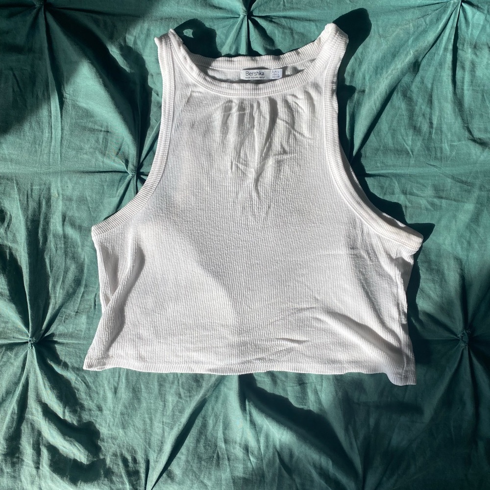 White Ribbed Crop Top